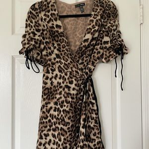 AQUA Leopard Wrap Dress (never worn)